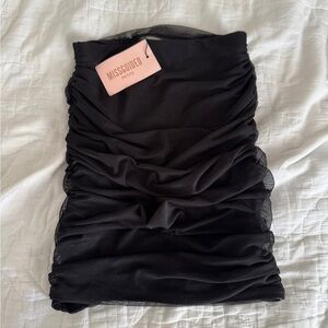 NWT Misguided Black Ruched Mini Skirt Size 0